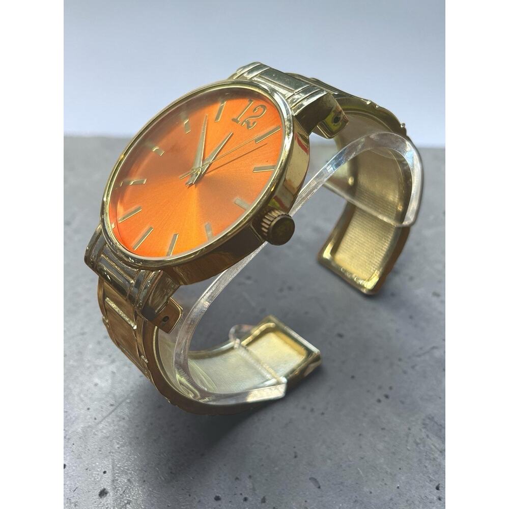 Orange Sunburst Dial Gold bangle Bracelet Watch Ladies NOS Never Worn - Picture 3 of 4